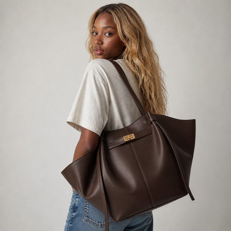 Sac de cours vintage femme porté