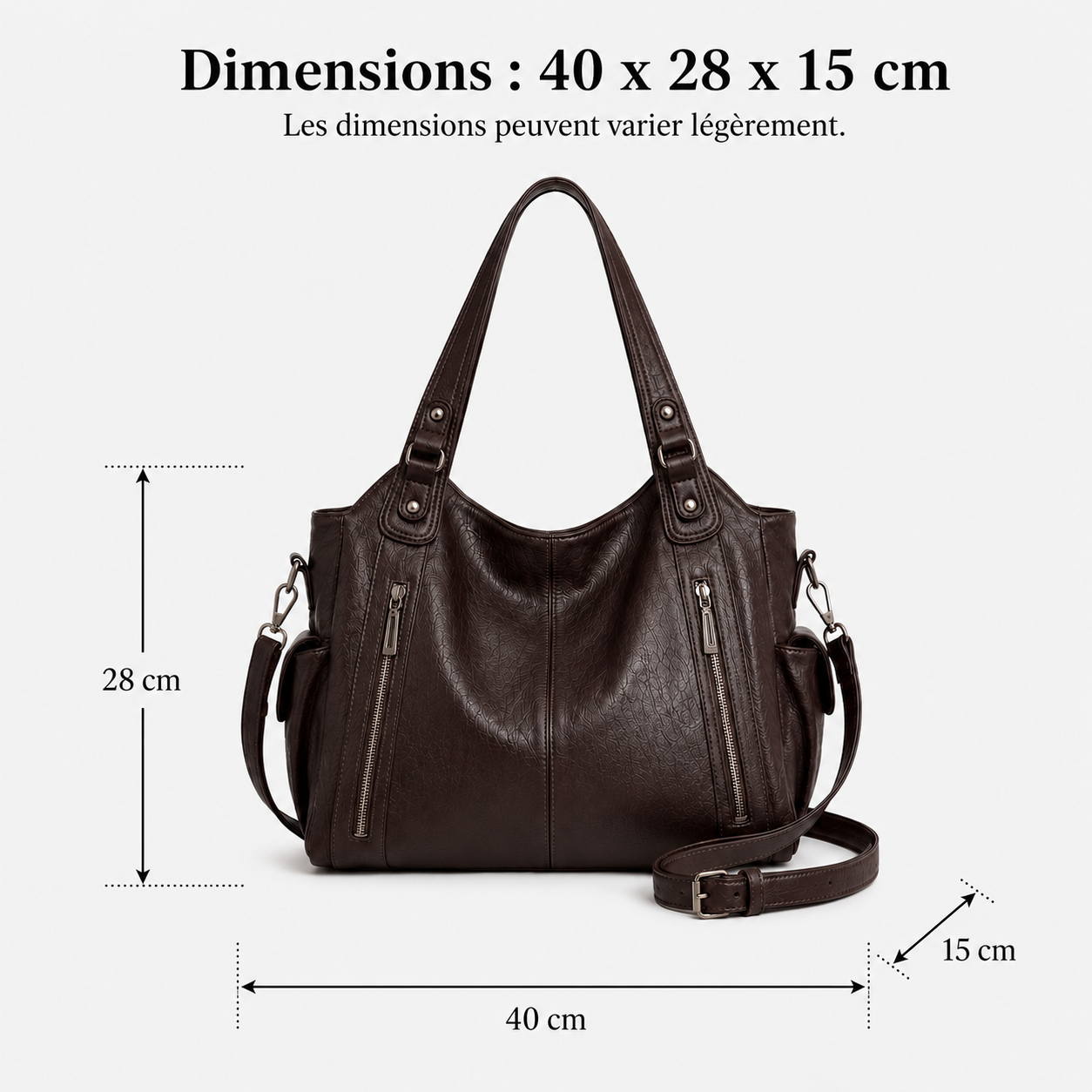 Dimensions du sac Maëlle : 40 x 28 x 15 cm