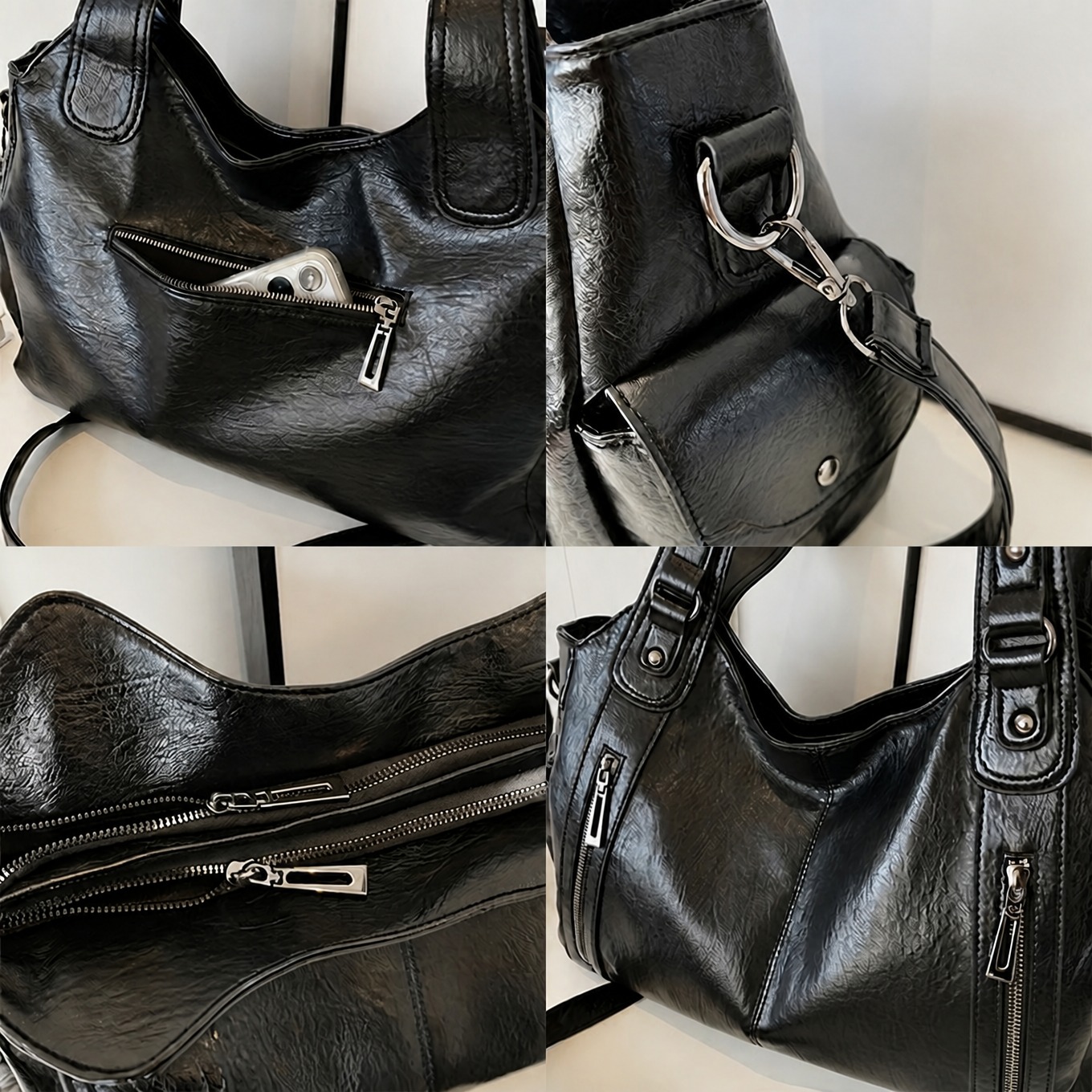 Détails du sac Romane : poches zippées et finitions