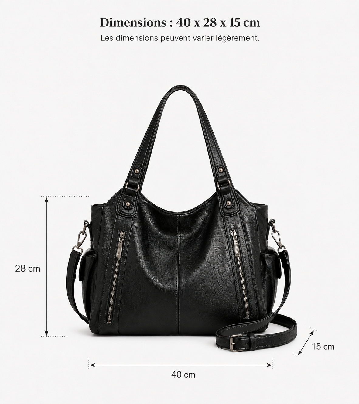 Dimensions du sac Romane : 40 x 28 x 15 cm